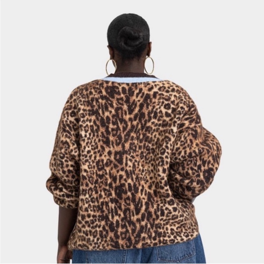 NWT KBB by KAHLANA Women's 'The Slouchy Cardigan' in Tan Leopard Size Large - Picture 6 of 11